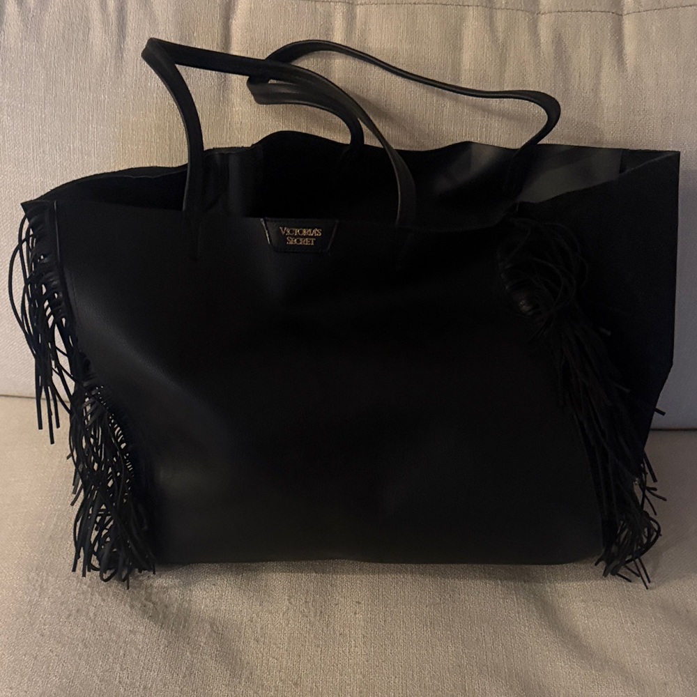 Black Fringe Tote Bag